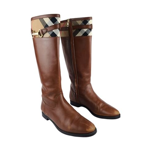 burberry brown check mapledene tall leather boots|Burberry Check Panel 70mm Leather Ankle Boots .